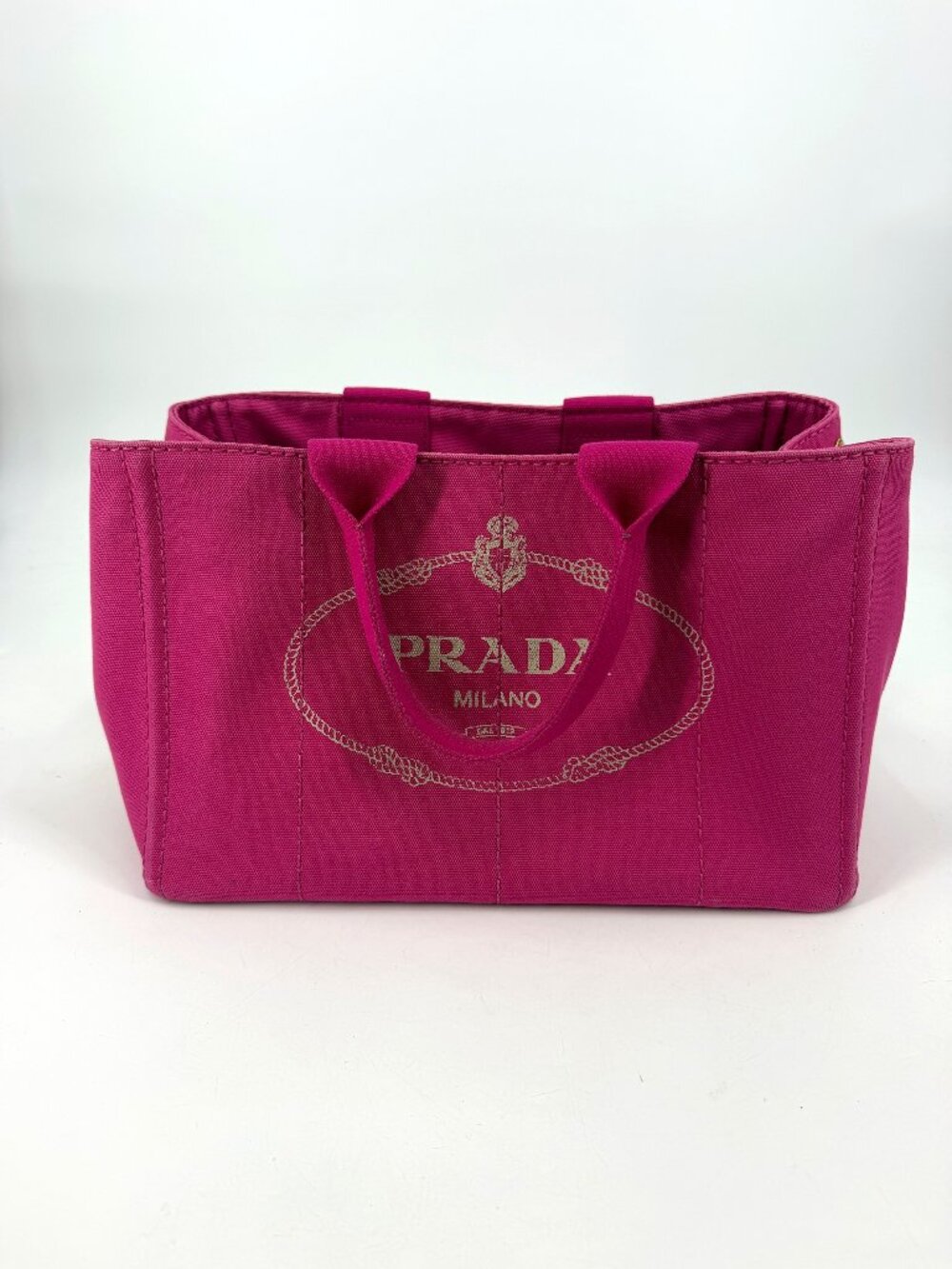 Prada Canapa Logo Canvas Tote Bag Fuchsia Pink